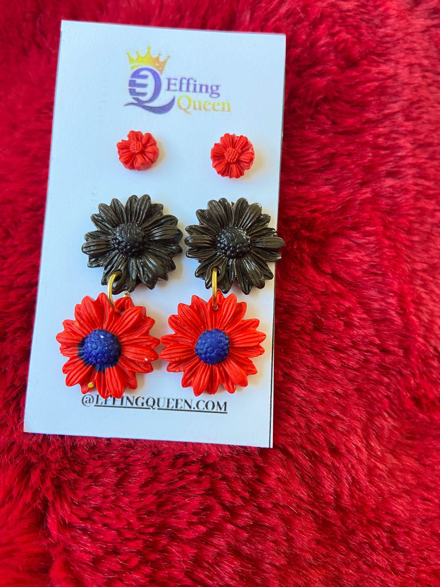 Sunflower clay earrings