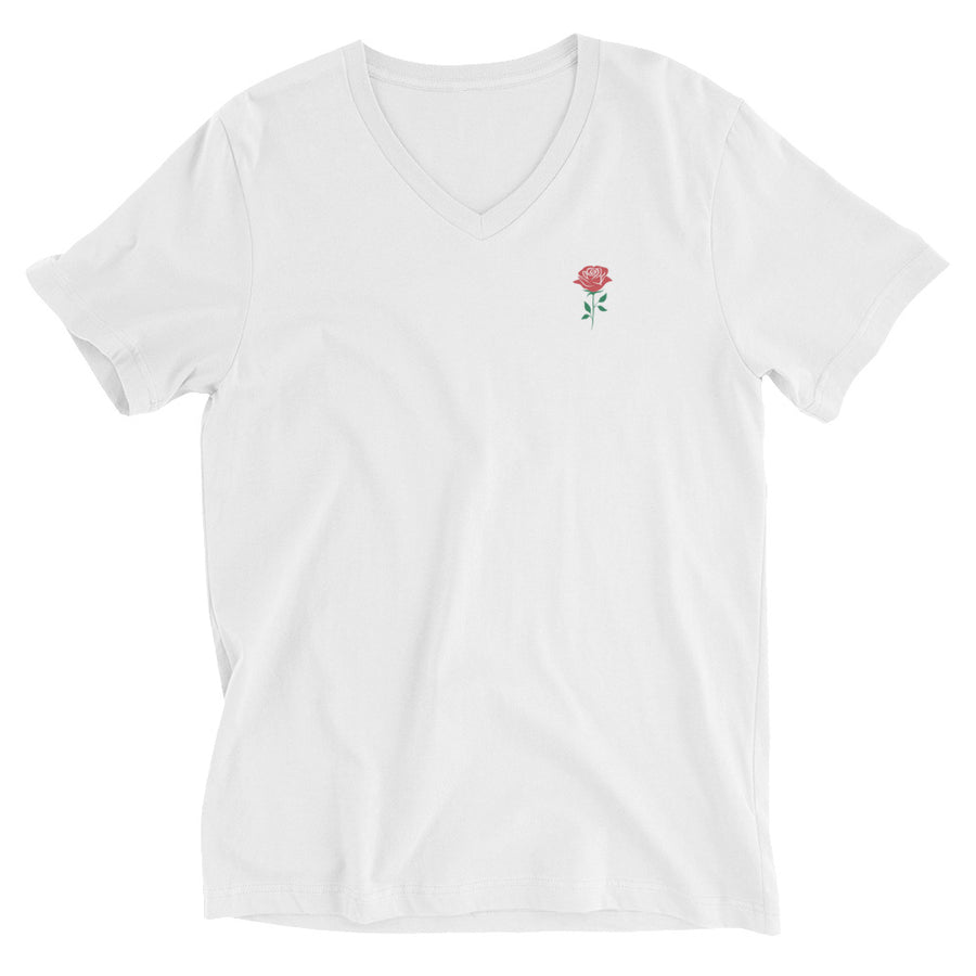Roses -  V Neck T-Shirt In White
